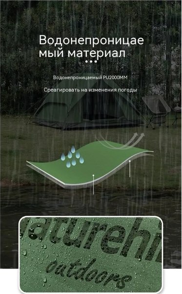 Палатка Naturehike NH21ZP008-3GGR (серо-зеленый)