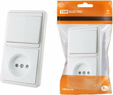 Блок выключатель+розетка TDM SQ1813-0010