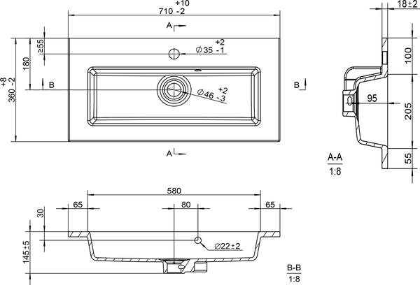 Умывальник Brevita Avila 70 / B-AVI070-01