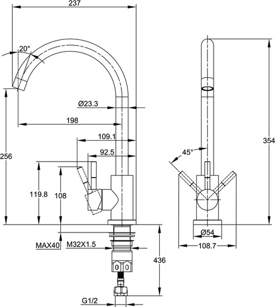 Смеситель Cersanit Cомо однорычажный / 68243