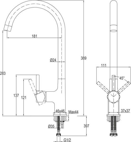 Смеситель Cersanit Elio однорычажный / 68261