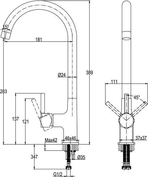 Смеситель Cersanit Elio однорычажный / 68261
