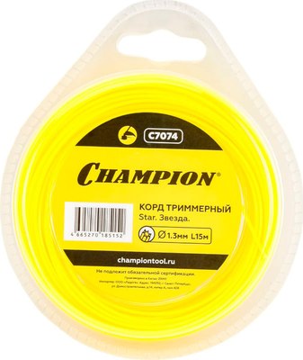 Леска для триммера Champion 1.3мм 15м звезда / C7074 - фото