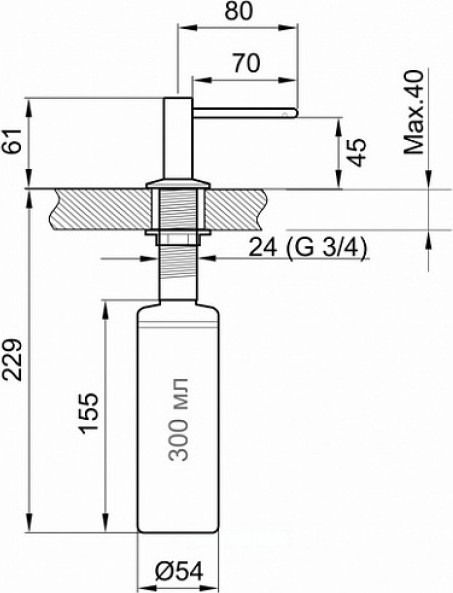 Дозатор встраиваемый в мойку GRANULA GR-304 D