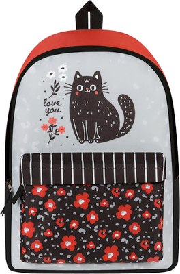 Школьный рюкзак ArtSpace Street. Black Cat With Flowers / Sch_Str65511 - фото