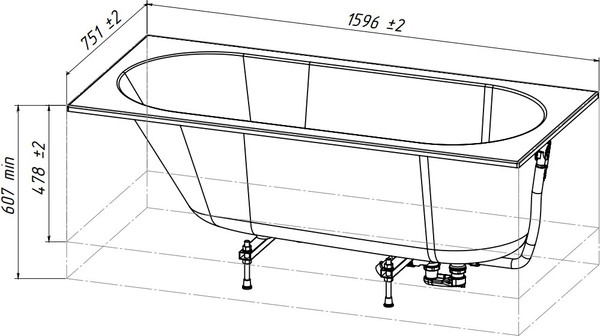 Ванна из искусственного мрамора Belux Борнео 160x75