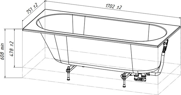 Ванна из искусственного мрамора Belux Борнео 170x75