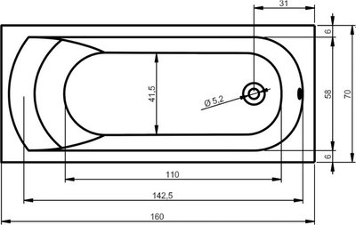 Ванна акриловая Eurolux Miamika 160x70 / E1016070029