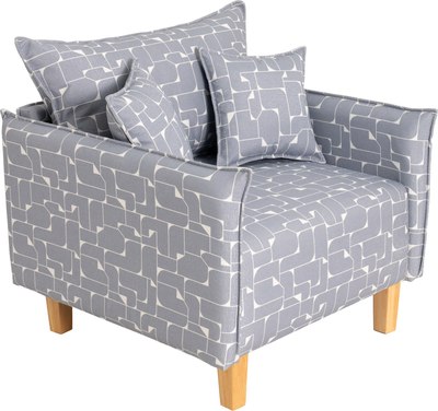 Кресло мягкое KRONES Демос (жаккард, рисунок, серый/белый) - фото