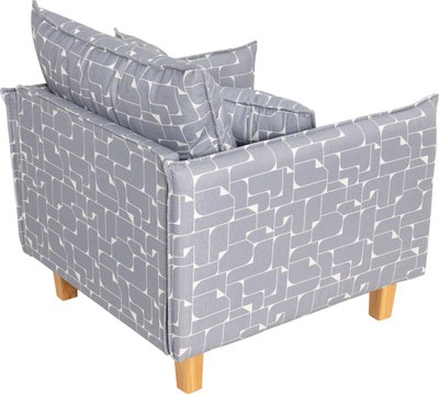 Кресло мягкое KRONES Демос (жаккард, рисунок, серый/белый)