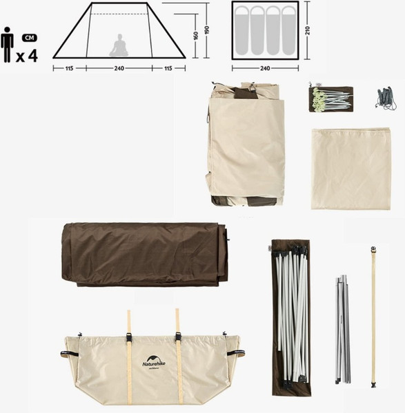 Палатка Naturehike Village 5.0 / NH21ZP009-KH (бежевый)