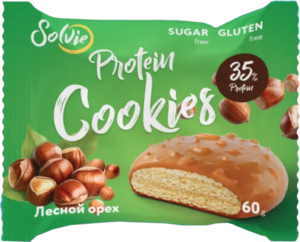 Набор протеинового печенья Solvie Protein Cookie Лесной орех с молочной карамелью - фото