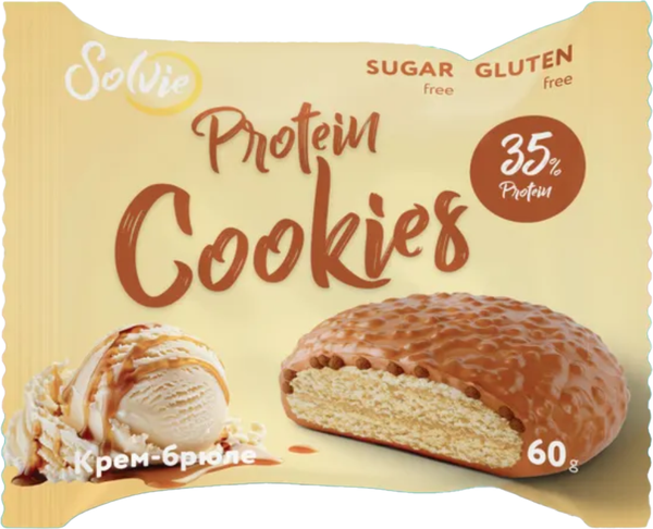 Набор протеинового печенья Solvie Protein Cookie Крем-брюле с молочной карамелью - фото