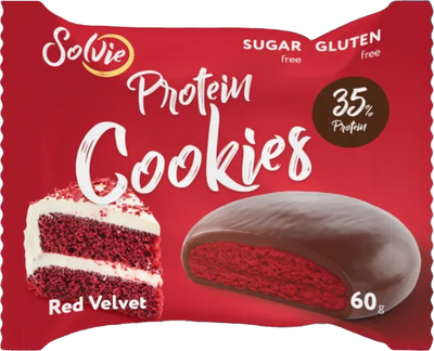 Набор протеинового печенья Solvie Protein Cookie Red Velvet с молочным шоколадом - фото