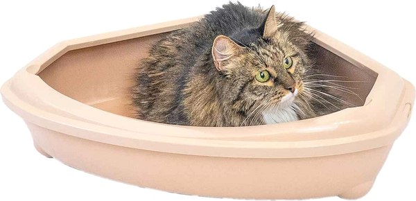 Туалет-лоток ZooM Угловой с рамкой глубокий / 2912беж