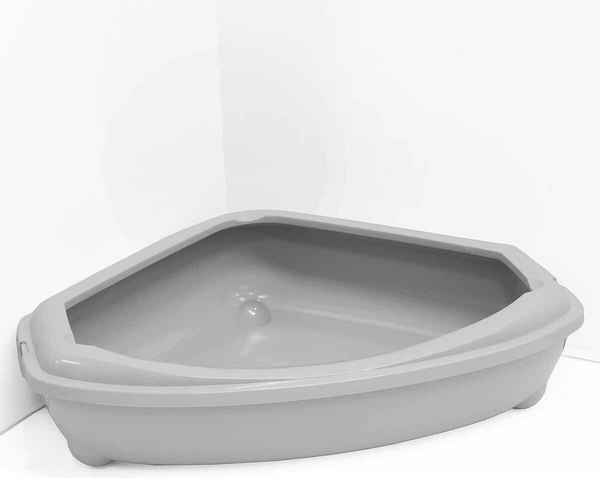 Туалет-лоток ZooM Угловой с рамкой глубокий / 2912св-сер