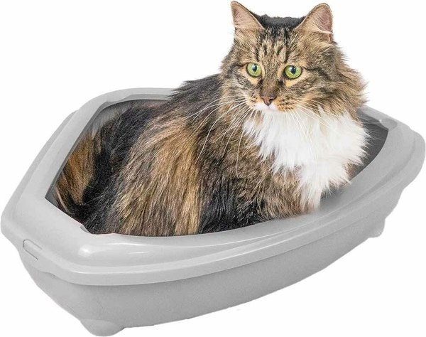 Туалет-лоток ZooM Угловой с рамкой глубокий / 2912св-сер