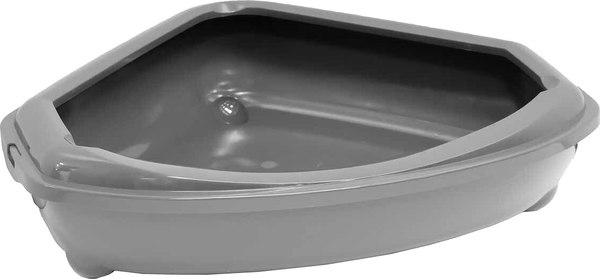 Туалет-лоток ZooM Угловой с рамкой глубокий / 2912сер