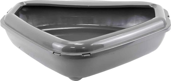 Туалет-лоток ZooM Угловой с рамкой глубокий / 2912сер