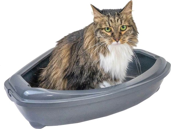 Туалет-лоток ZooM Угловой с рамкой глубокий / 2912сер