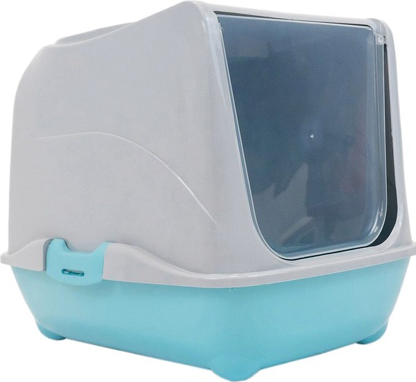 Туалет-домик ZooM Малый закрытый с дверцей / 2929бирюз-сер - фото