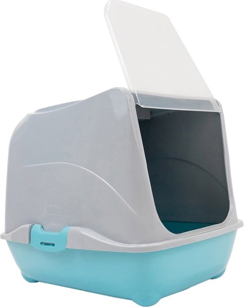 Туалет-домик ZooM Малый закрытый с дверцей / 2929бирюз-сер