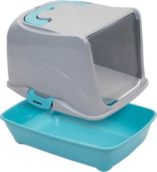 Туалет-домик ZooM Малый закрытый с дверцей / 2929бирюз-сер