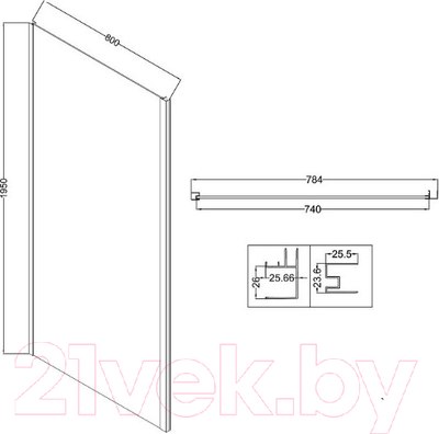 Душевая стенка Niagara Nova NG-A80SG-34 80х195