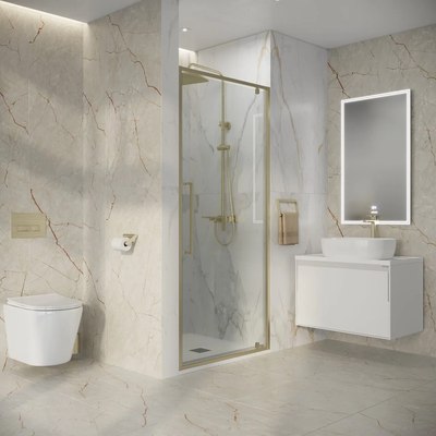 Душевая дверь Niagara Nova NG-45-10ASG 100х195 (золото сатин/прозрачное стекло)