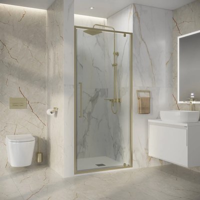 Душевая дверь Niagara Nova NG-45-10ASG 100х195 (золото сатин/прозрачное стекло)