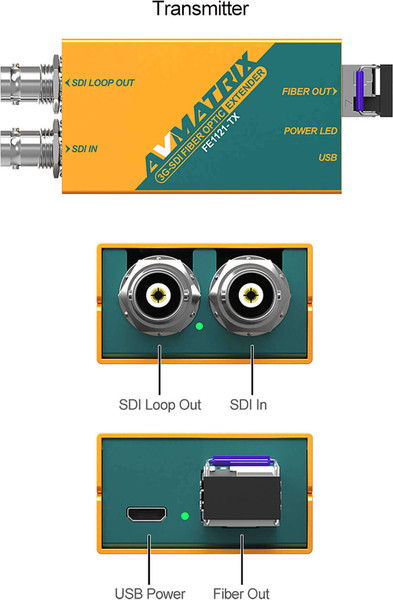 Комплект удлинителя приемопередатчика видеосигнала Avmatrix FE1121 3G-SDI 20км / 30000