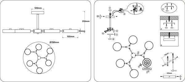 Люстра Ambrella FL516333/6 WH/FGD