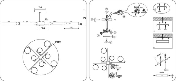 Люстра Ambrella FL516339/8 GR/CP