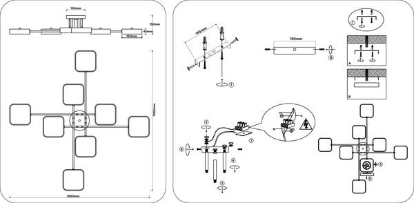 Люстра Ambrella FL516348/8 BK/GD