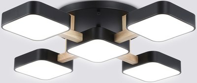 Люстра Ambrella FL4883/5 BK/WD (черный/дерево) - фото