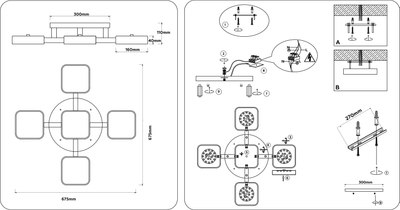 Люстра Ambrella FL4883/5 BK/WD (черный/дерево)