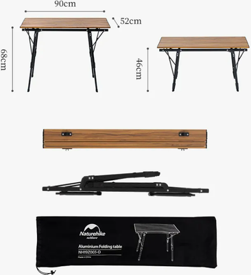 Стол складной Naturehike 90х52х68см / NH19Z003-D-WG (светло-коричневый)
