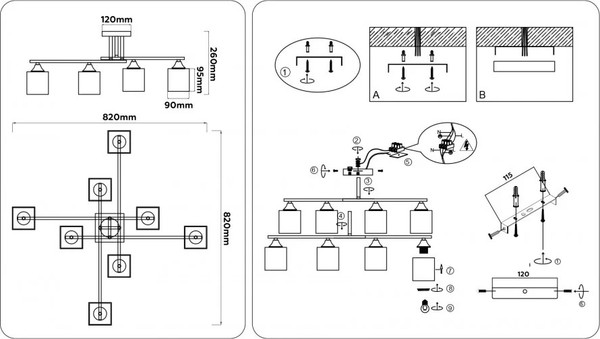 Люстра Ambrella TR303043/8 WH