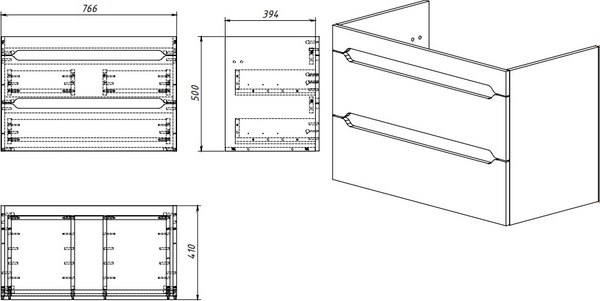 Тумба под умывальник Акваль Верна 80 / АВ.80.25.00.N