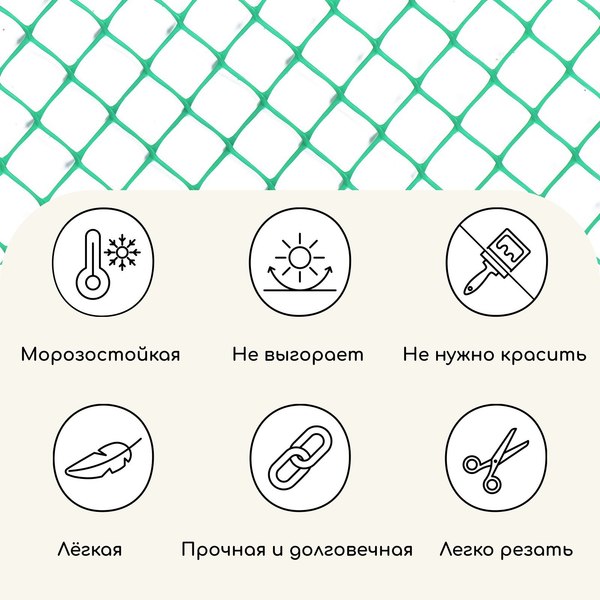 Сетка садовая GREENGO 1.5x25м ячейка 55x55мм