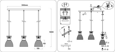 Люстра Ambrella TR3407/3 BK/FGD/SM