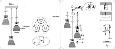 Люстра Ambrella TR3408/3 BK/FGD/SM