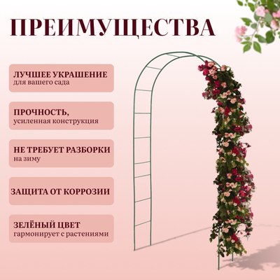 Арка садовая GREENGO 240x125x36.5см для вьющихся растений