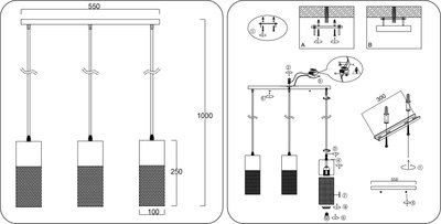 Люстра Ambrella TR8501/3 BK