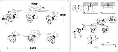 Спот Ambrella TR8657/3 BK/GD