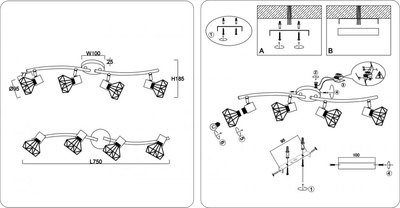 Спот Ambrella TR8658/4 BK/GD