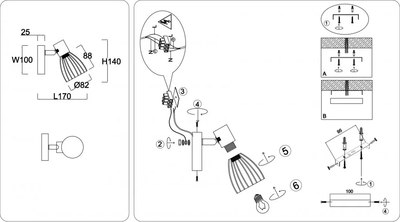 Спот Ambrella TR8659 BK/GD