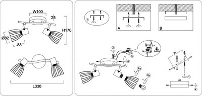 Спот Ambrella TR8660/2 BK/GD