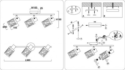 Спот Ambrella TR8669/3 BK/SB