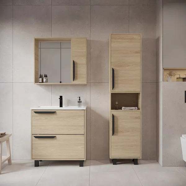 Шкаф с зеркалом для ванной Viant Кёльн 60 / VKEL60SD-ZSH - фото